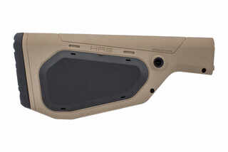 The Hera Arms HRS fixed A2 buttstock is made from a durable tan polymer with black covers